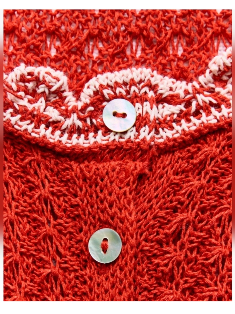 Zara Red Button-Front Knit Dress with Lace Trim in Sz: L - Picture 2 of 8